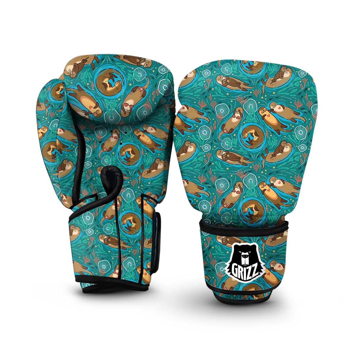 Otter Print Pattern Boxing Gloves-grizzshop