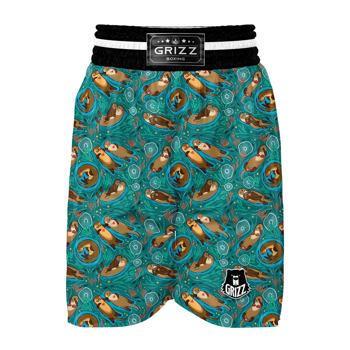 Otter Print Pattern Boxing Shorts-grizzshop