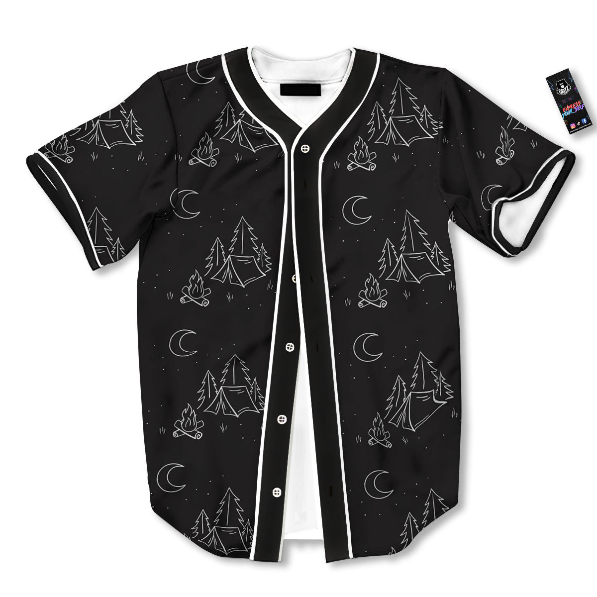 Outdoor Camping Print Pattern Baseball Jersey-grizzshop