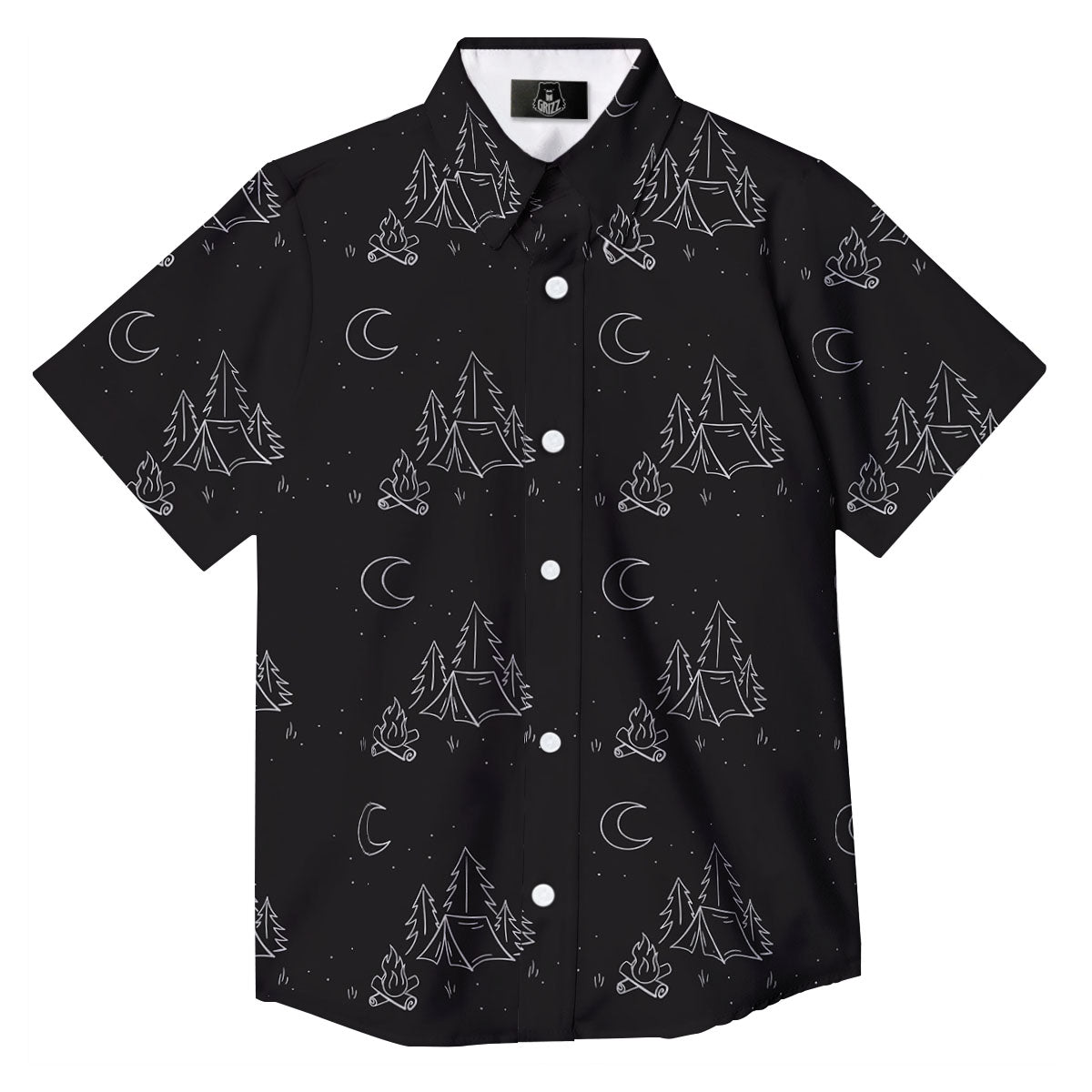 Outdoor Camping Print Pattern Button Up Shirt-grizzshop