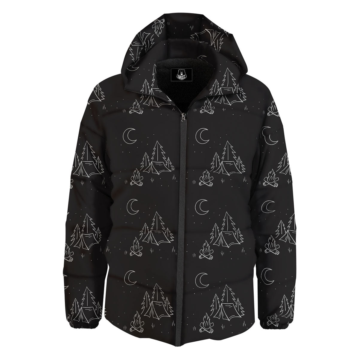 Outdoor Camping Print Pattern Down Jacket-grizzshop
