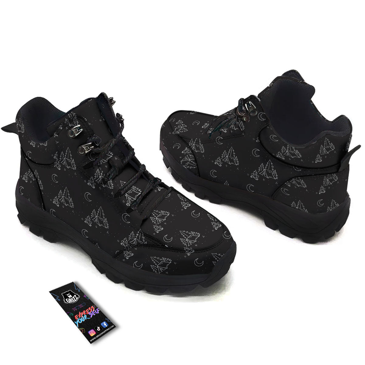 Outdoor Camping Print Pattern Hiking Shoes-grizzshop