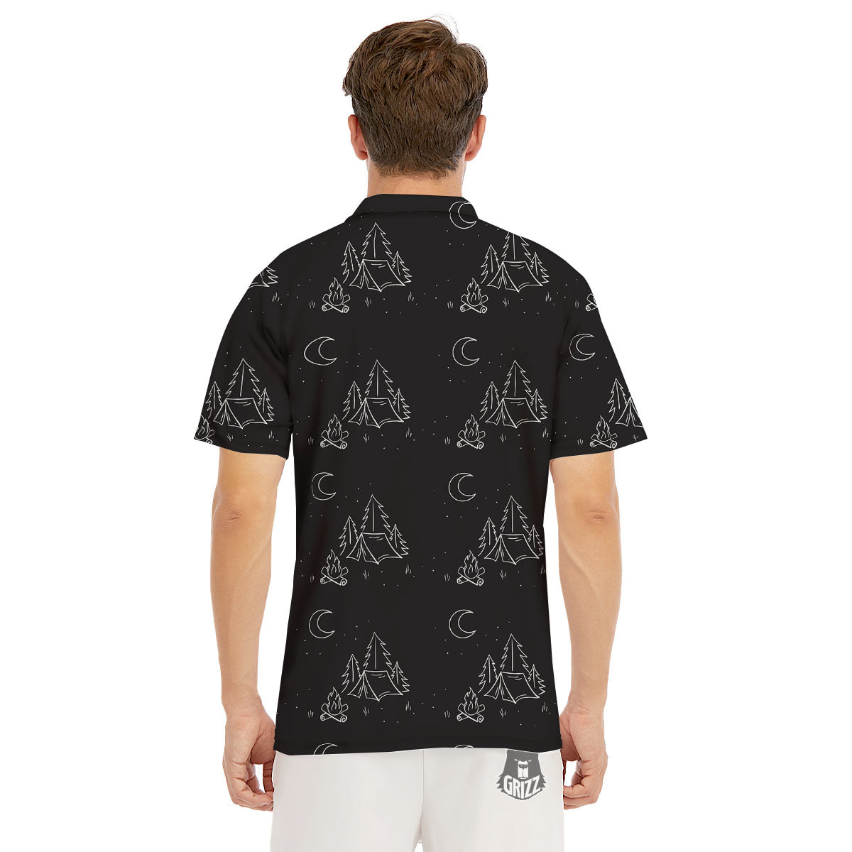 Outdoor Camping Print Pattern Men's Golf Shirts-grizzshop