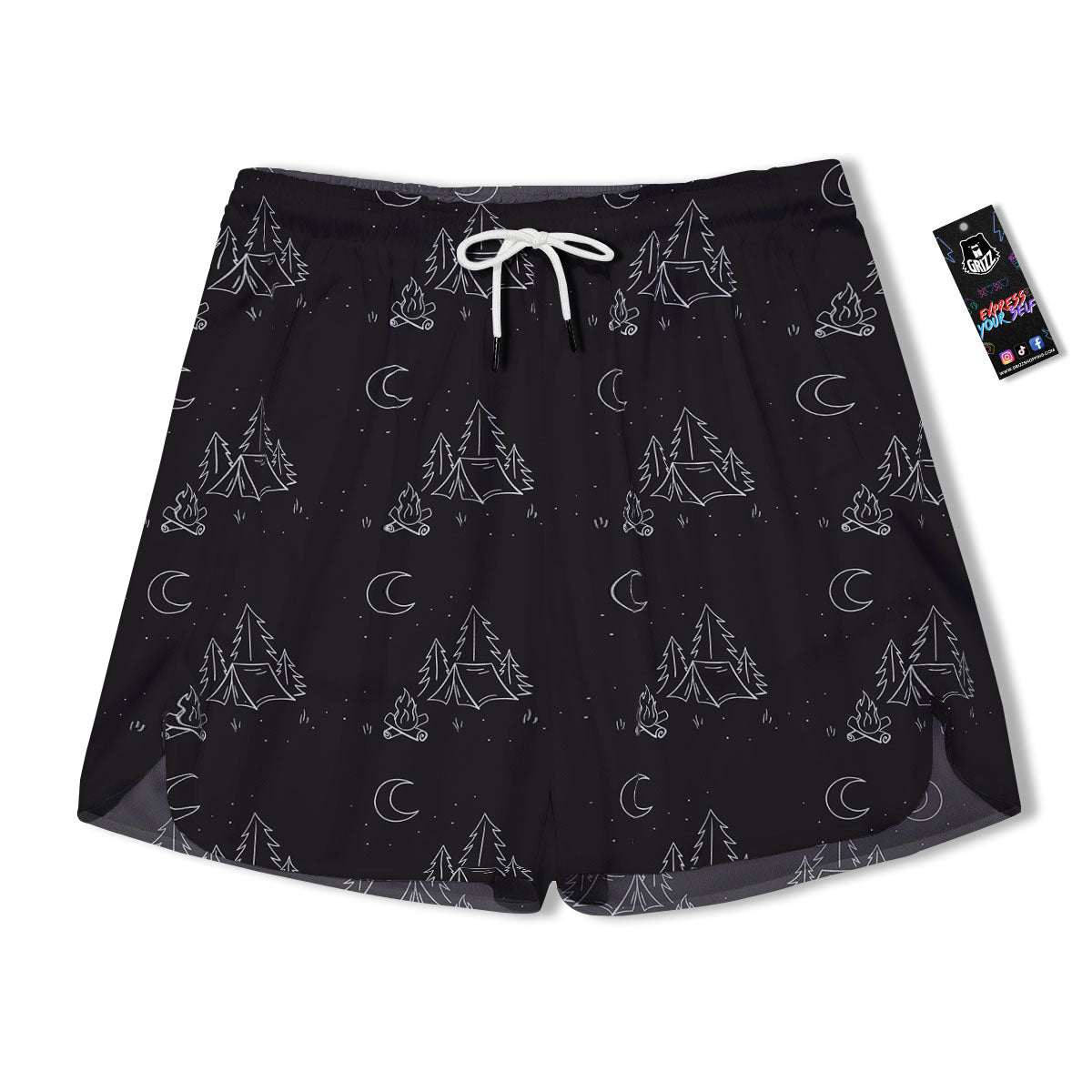 Outdoor Camping Print Pattern Men's Running Shorts-grizzshop