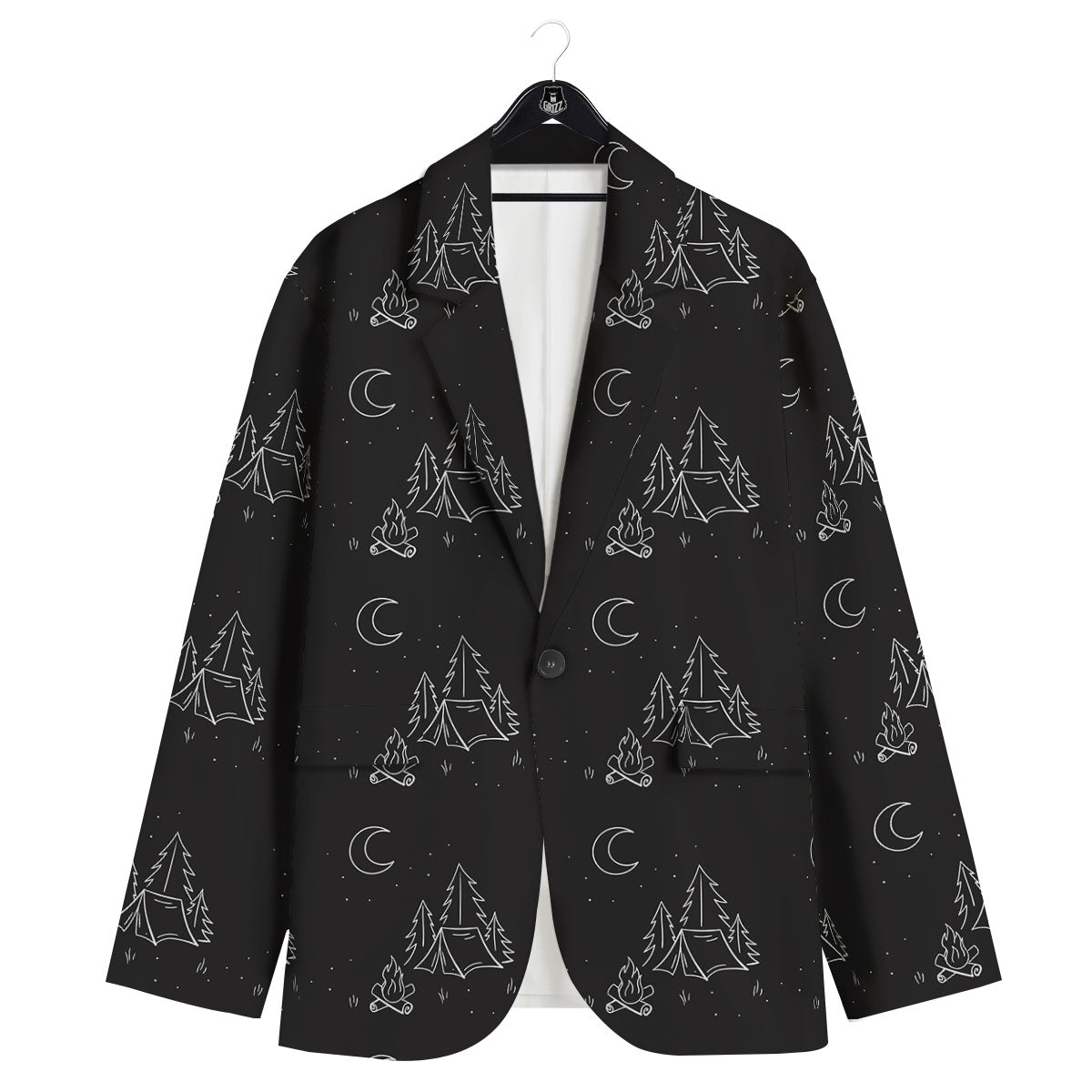 Outdoor Camping Print Pattern Men's Sport Coat-grizzshop