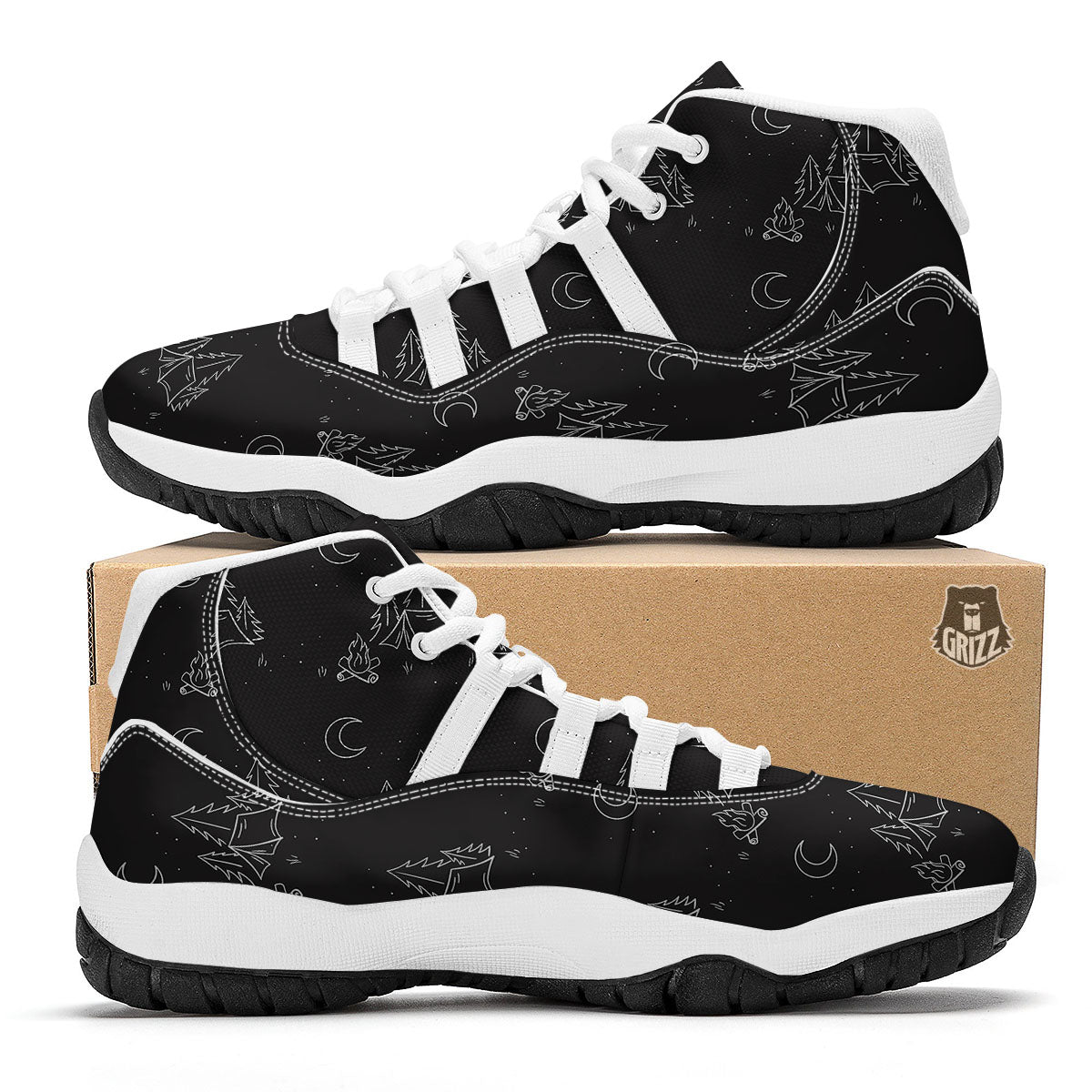 Outdoor Camping Print Pattern White Bball Shoes-grizzshop
