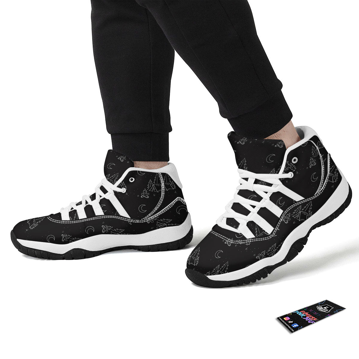 Outdoor Camping Print Pattern White Bball Shoes-grizzshop