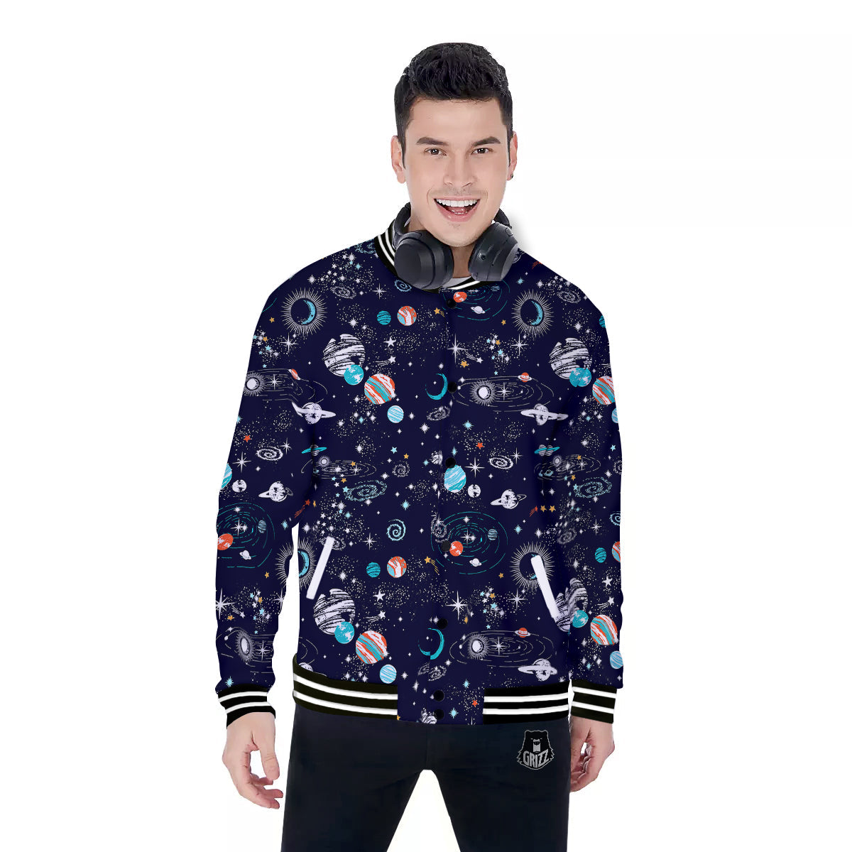 Outer Galaxy Space Universe Print Pattern Baseball Jacket-grizzshop