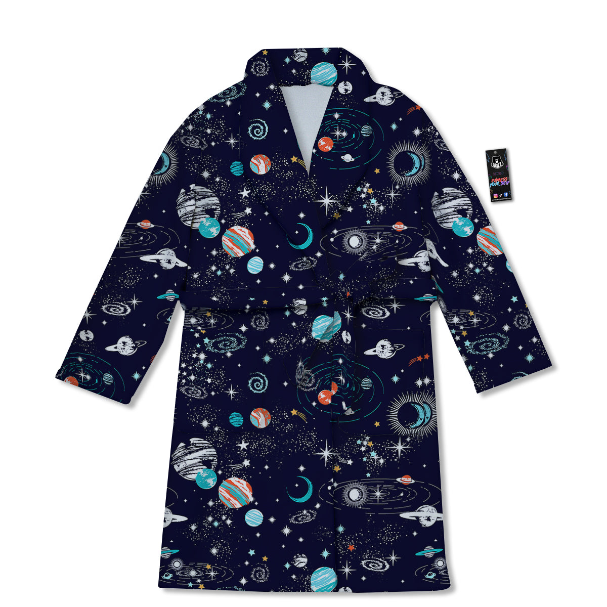 Outer Galaxy Space Universe Print Pattern Bathrobe-grizzshop