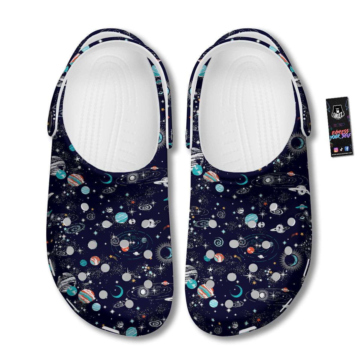Outer Galaxy Space Universe Print Pattern Clog-grizzshop