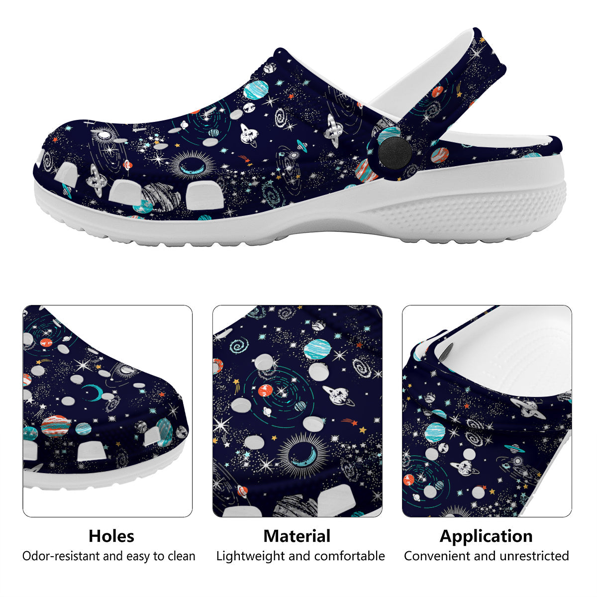 Outer Galaxy Space Universe Print Pattern Clog-grizzshop