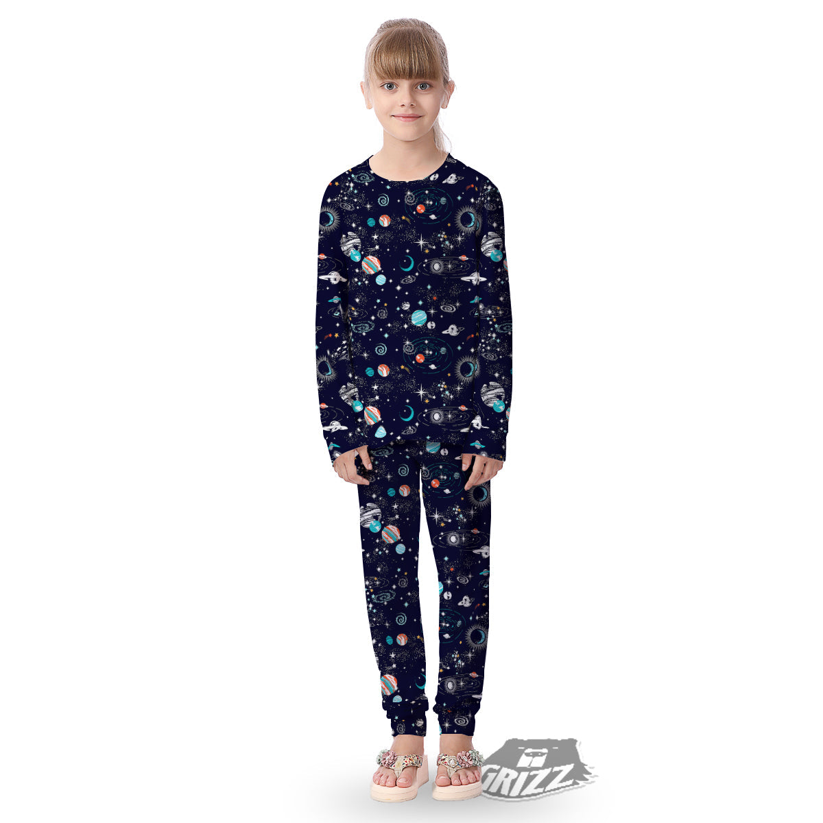 Outer Galaxy Space Universe Print Pattern Kid's Pajamas-grizzshop