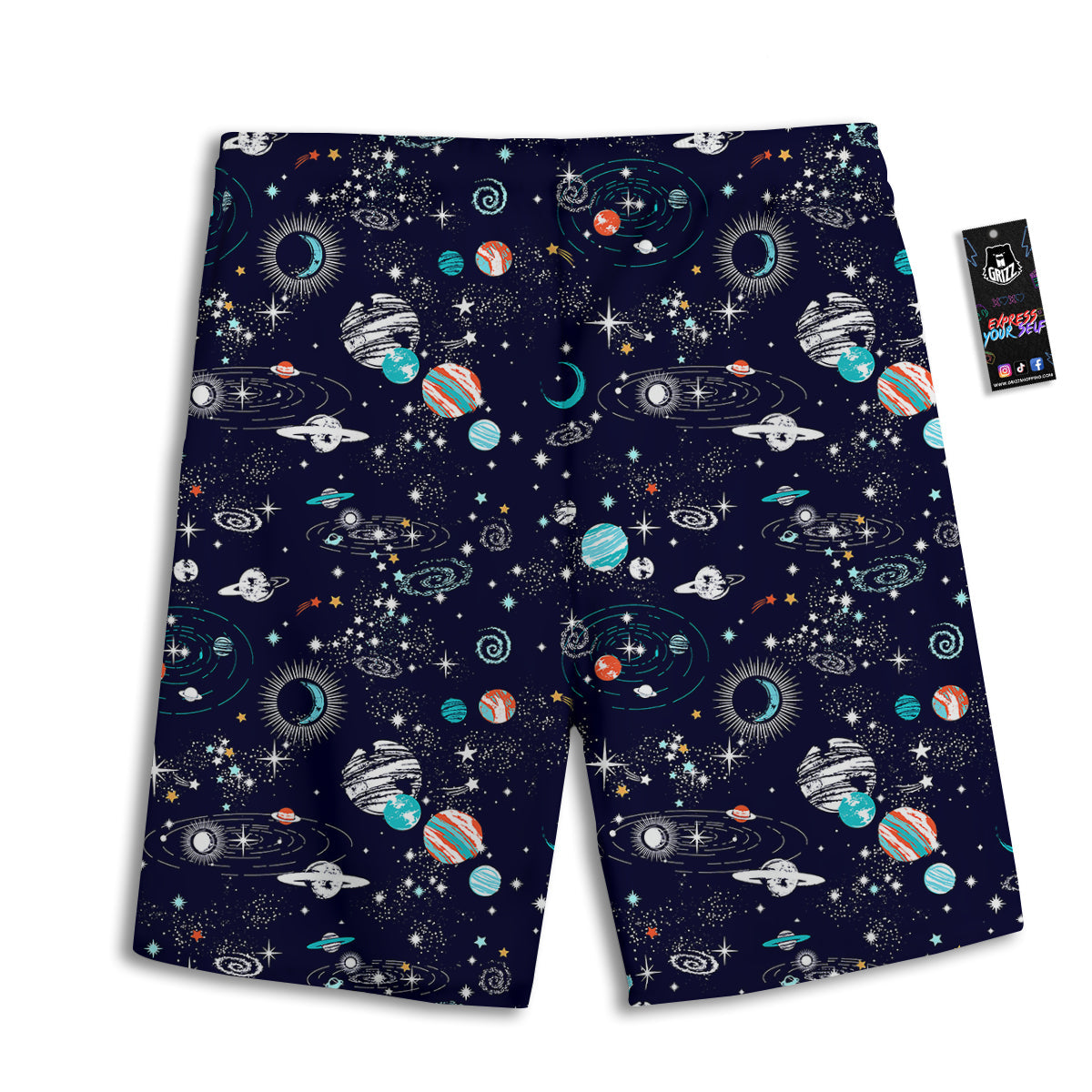 Outer Galaxy Space Universe Print Pattern Men's Athletic Shorts