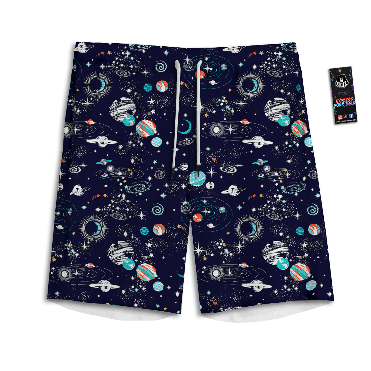 Outer Galaxy Space Universe Print Pattern Men's Athletic Shorts
