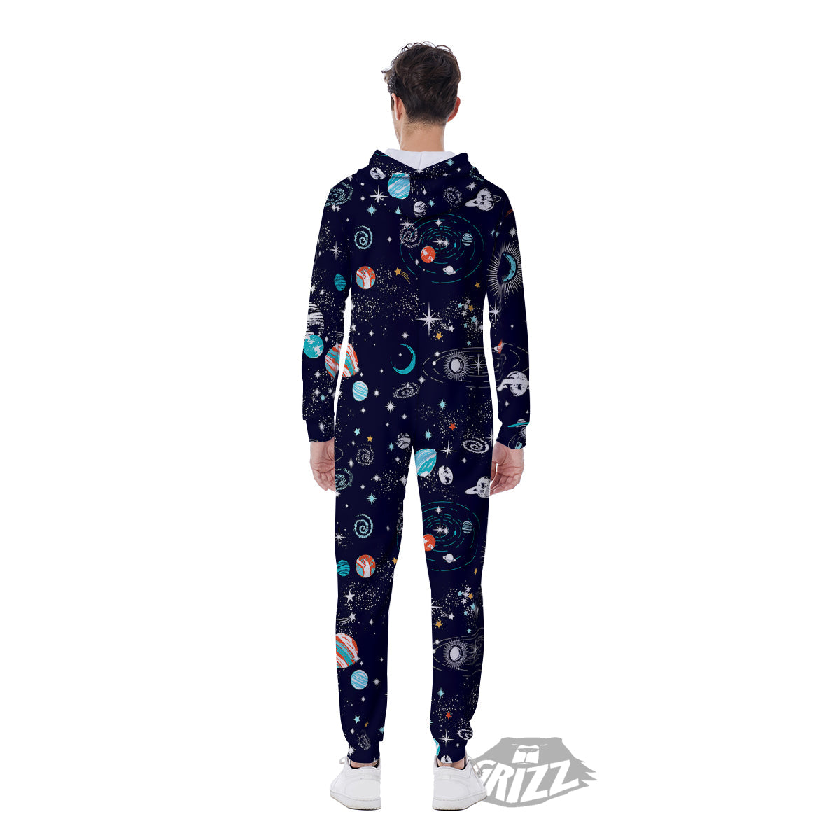 Outer Galaxy Space Universe Print Pattern Men's Jumpsuit-grizzshop