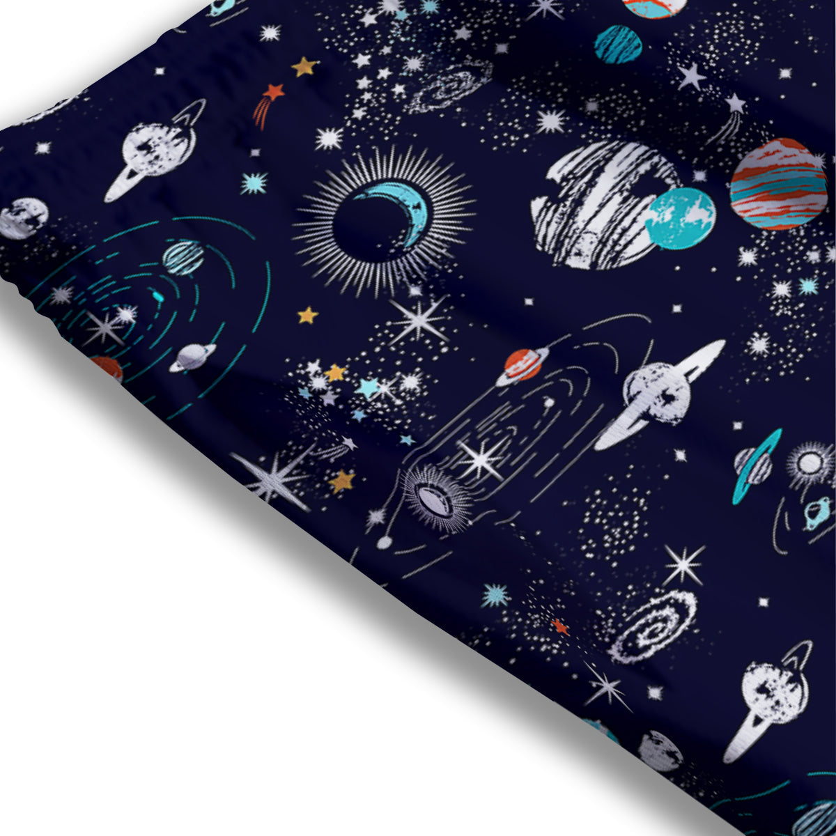 Outer Galaxy Space Universe Print Pattern Mesh Shorts