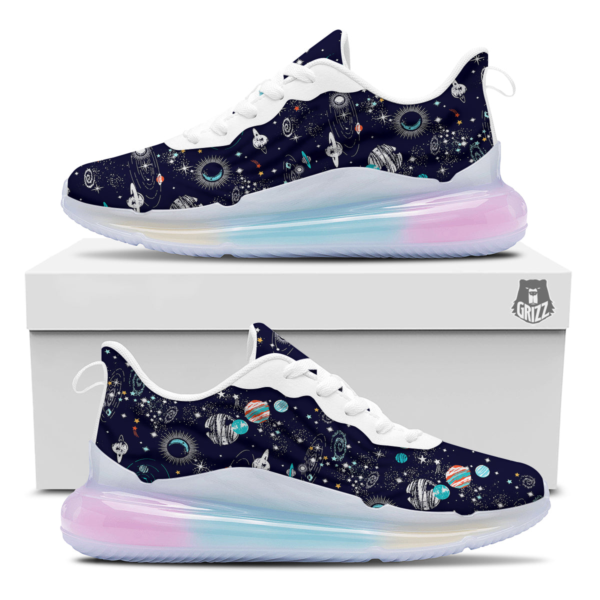 Outer Galaxy Space Universe Print Pattern Running Sneakers-grizzshop