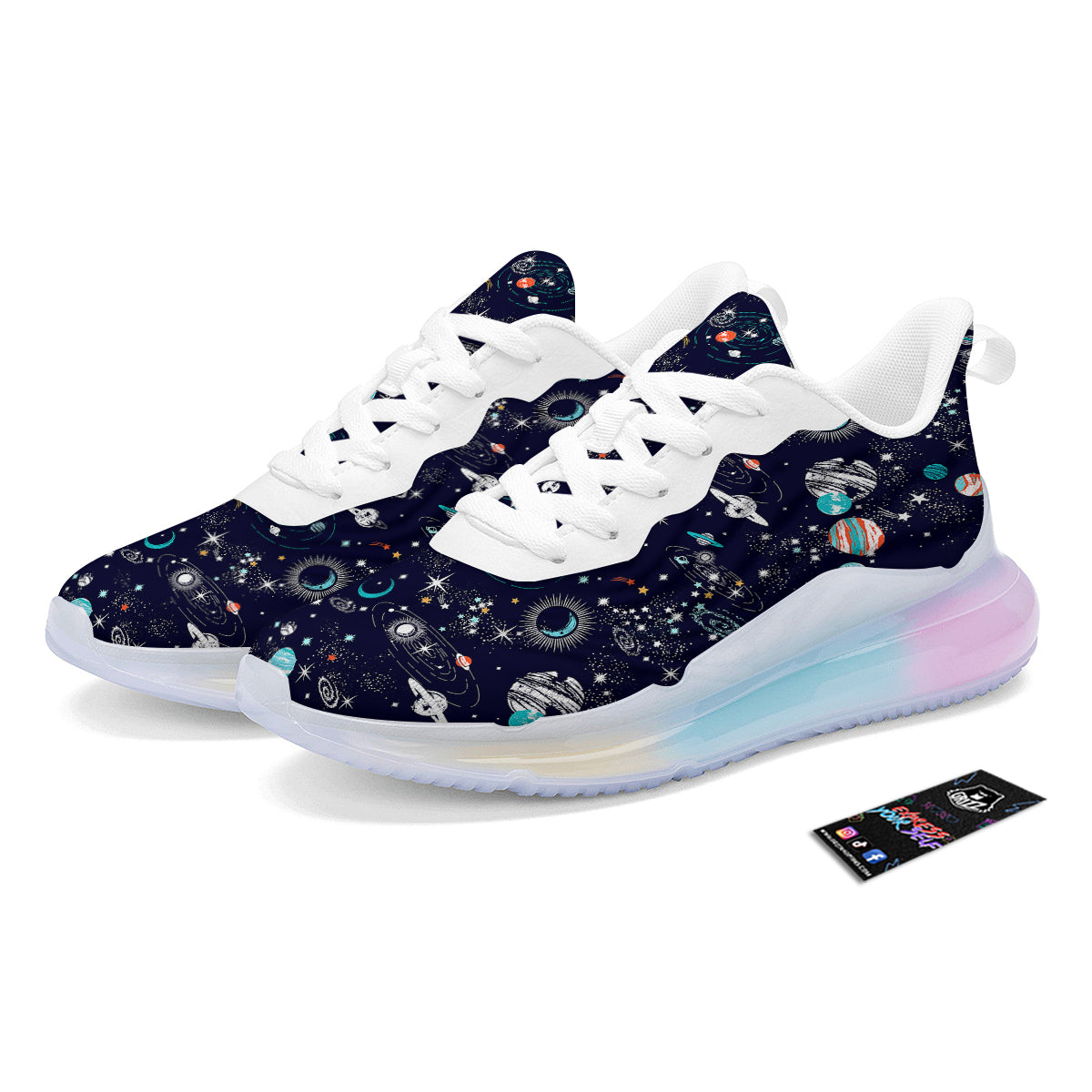 Outer Galaxy Space Universe Print Pattern Running Sneakers-grizzshop