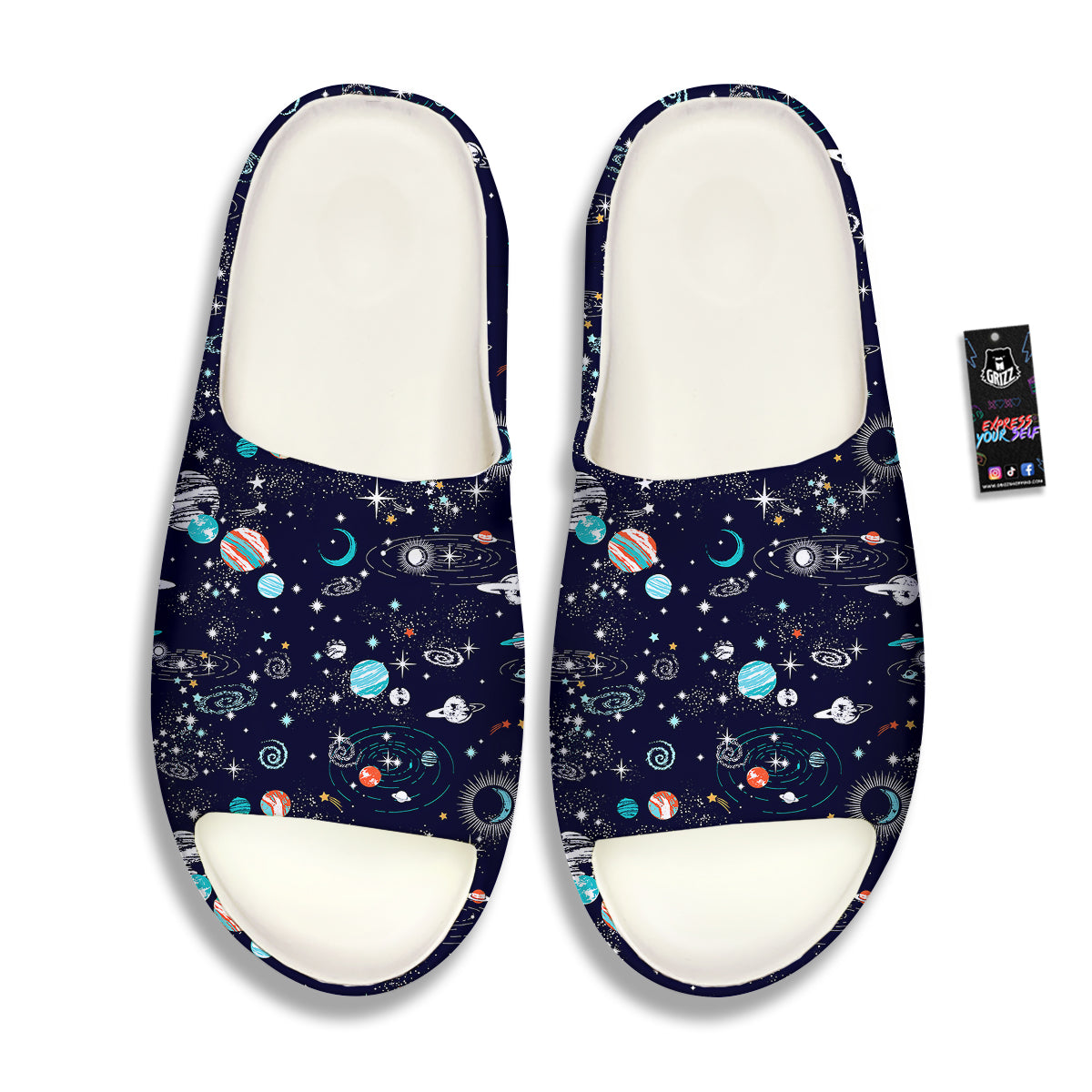 Outer Galaxy Space Universe Print Pattern Sandals-grizzshop