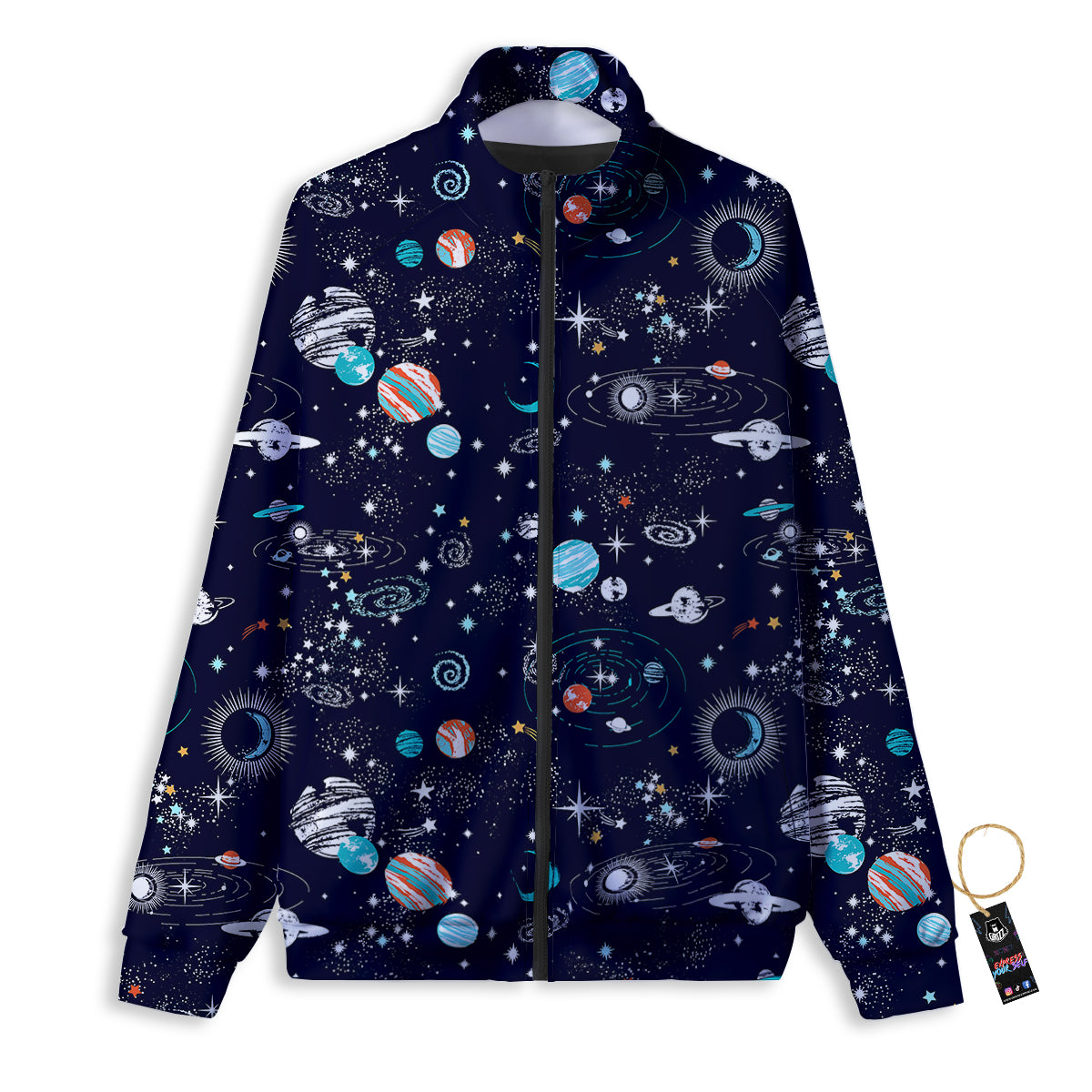 Outer Galaxy Space Universe Print Pattern Track Jacket-grizzshop