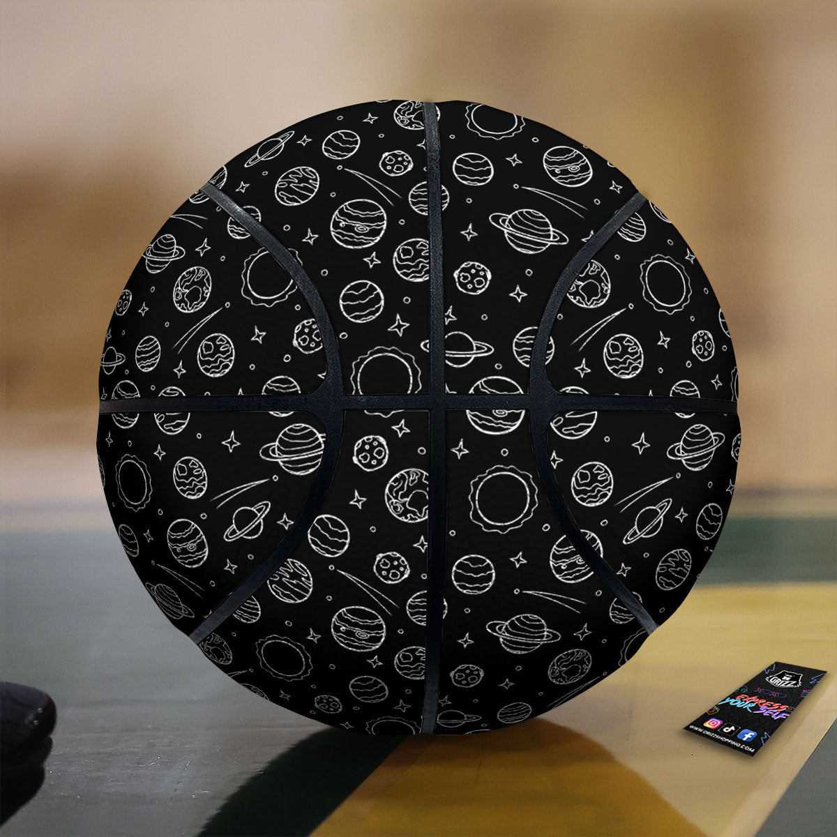 Outer Space Black White Galaxy Print Basketball