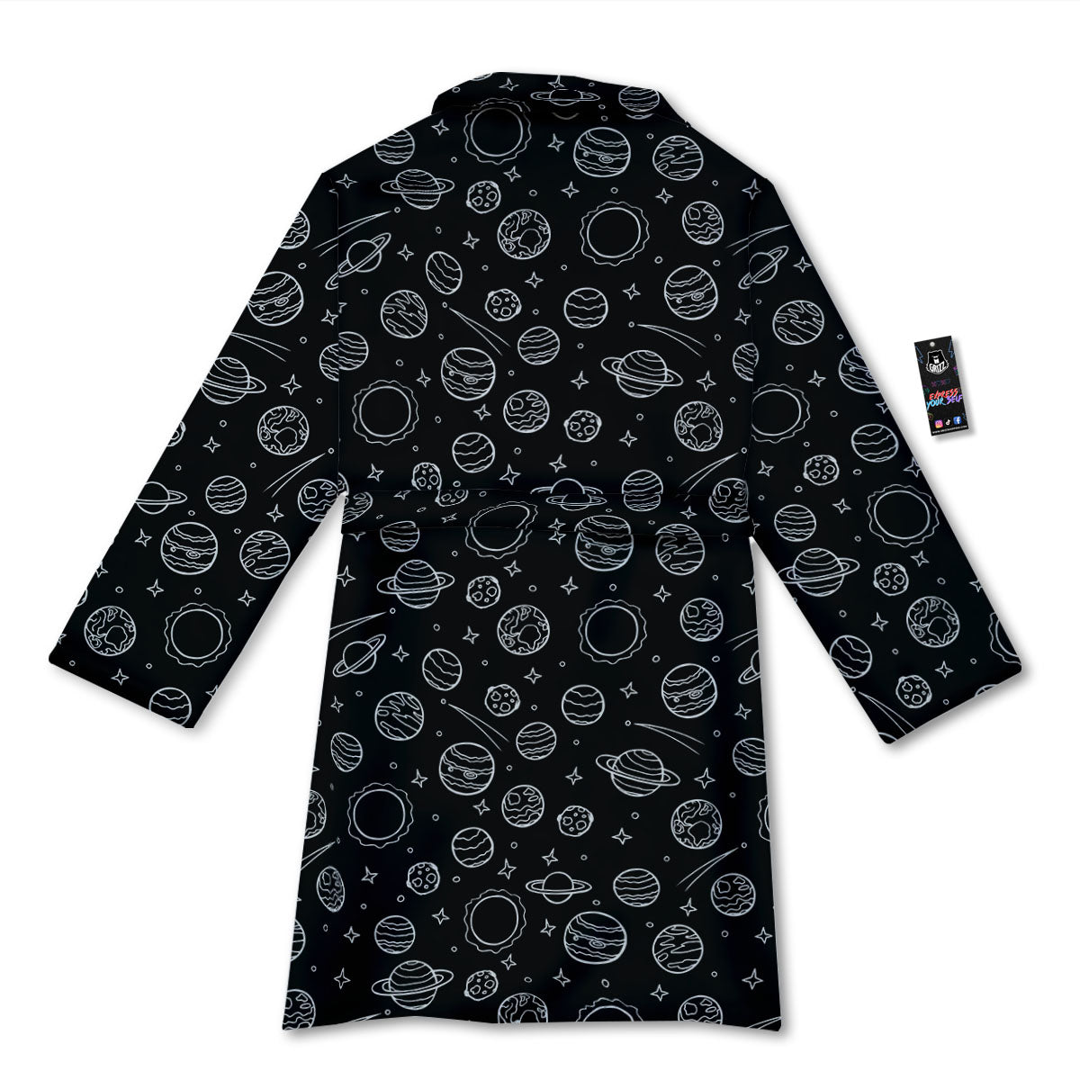 Outer Space Black White Galaxy Print Bathrobe-grizzshop