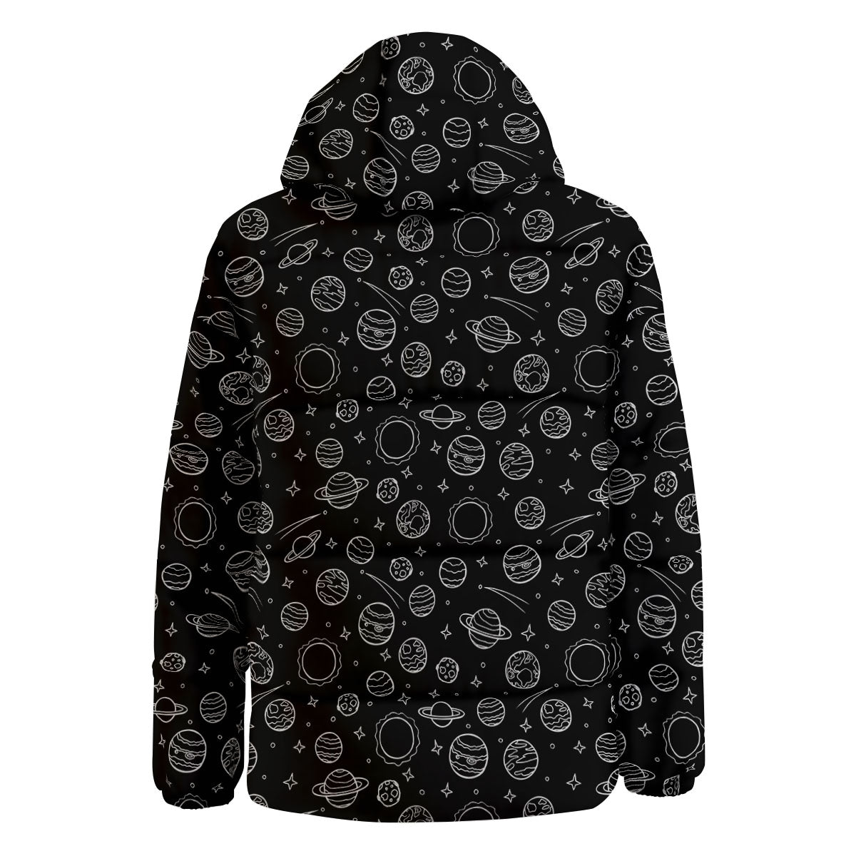 Outer Space Black White Galaxy Print Down Jacket-grizzshop