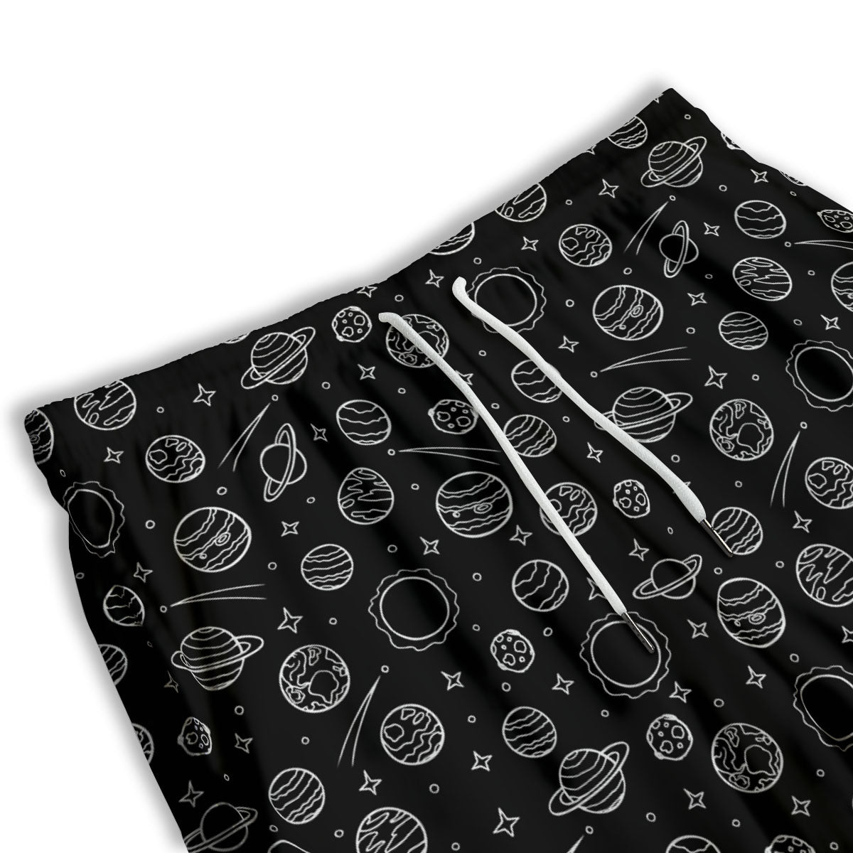 Outer Space Black White Galaxy Print Men's Athletic Shorts