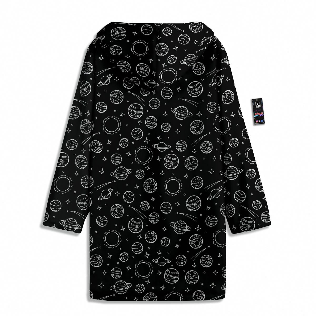 Outer Space Black White Galaxy Print Men's Windbreaker Jacket-grizzshop