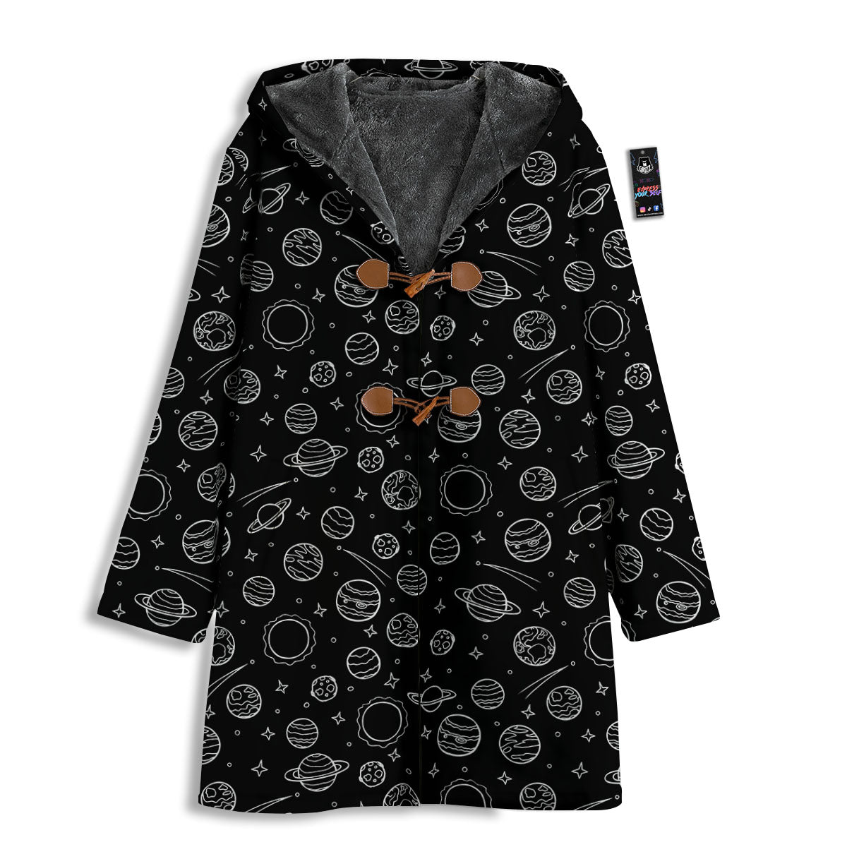 Outer Space Black White Galaxy Print Men's Windbreaker Jacket-grizzshop