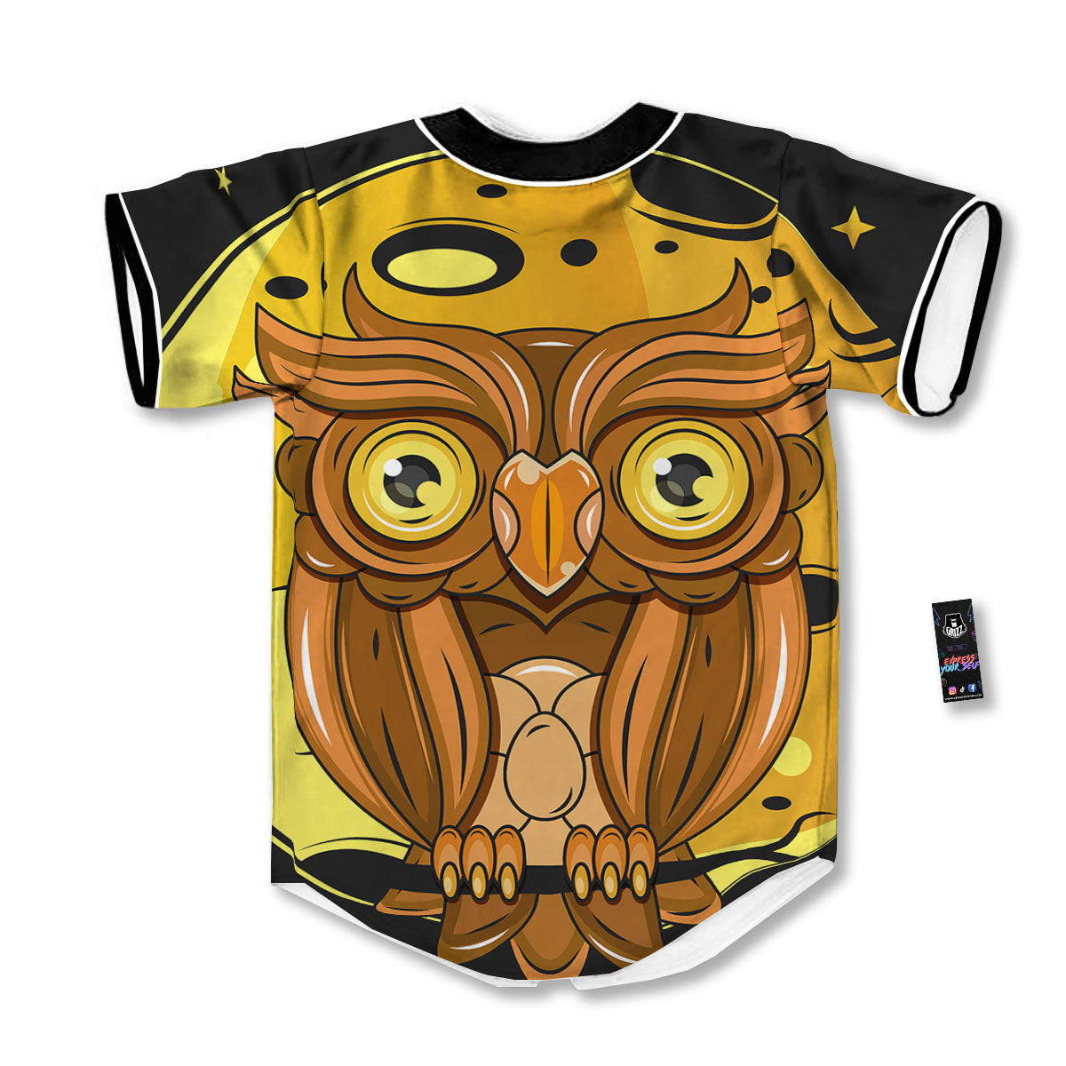 Owl At Night Print Baseball Jersey-grizzshop