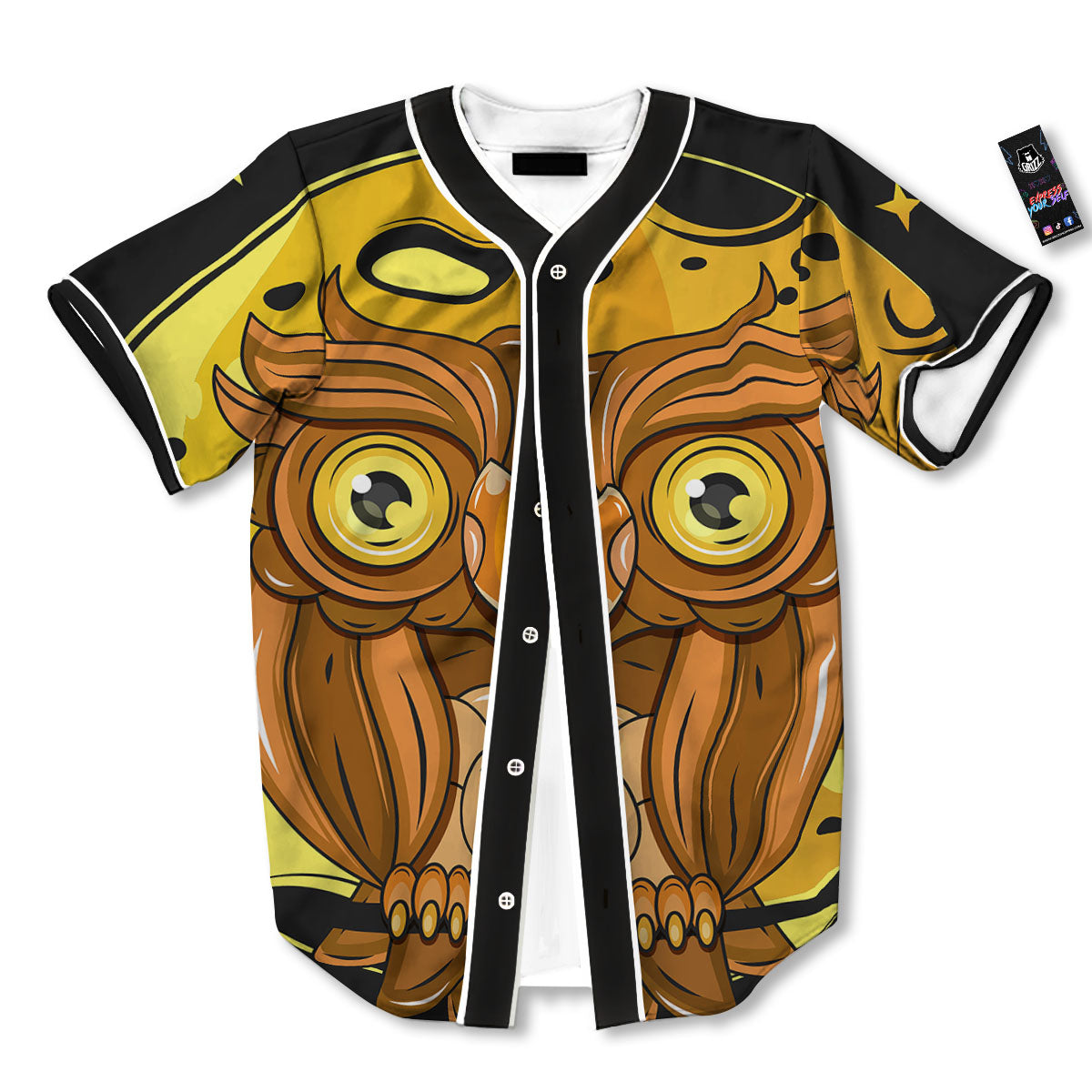 Owl At Night Print Baseball Jersey-grizzshop