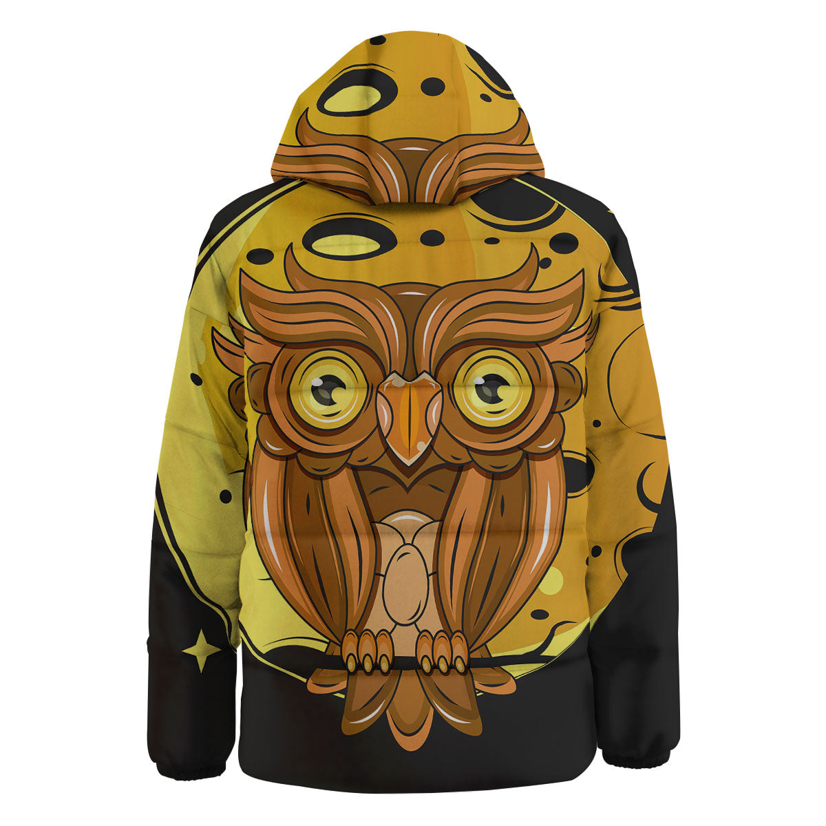 Owl At Night Print Down Jacket-grizzshop