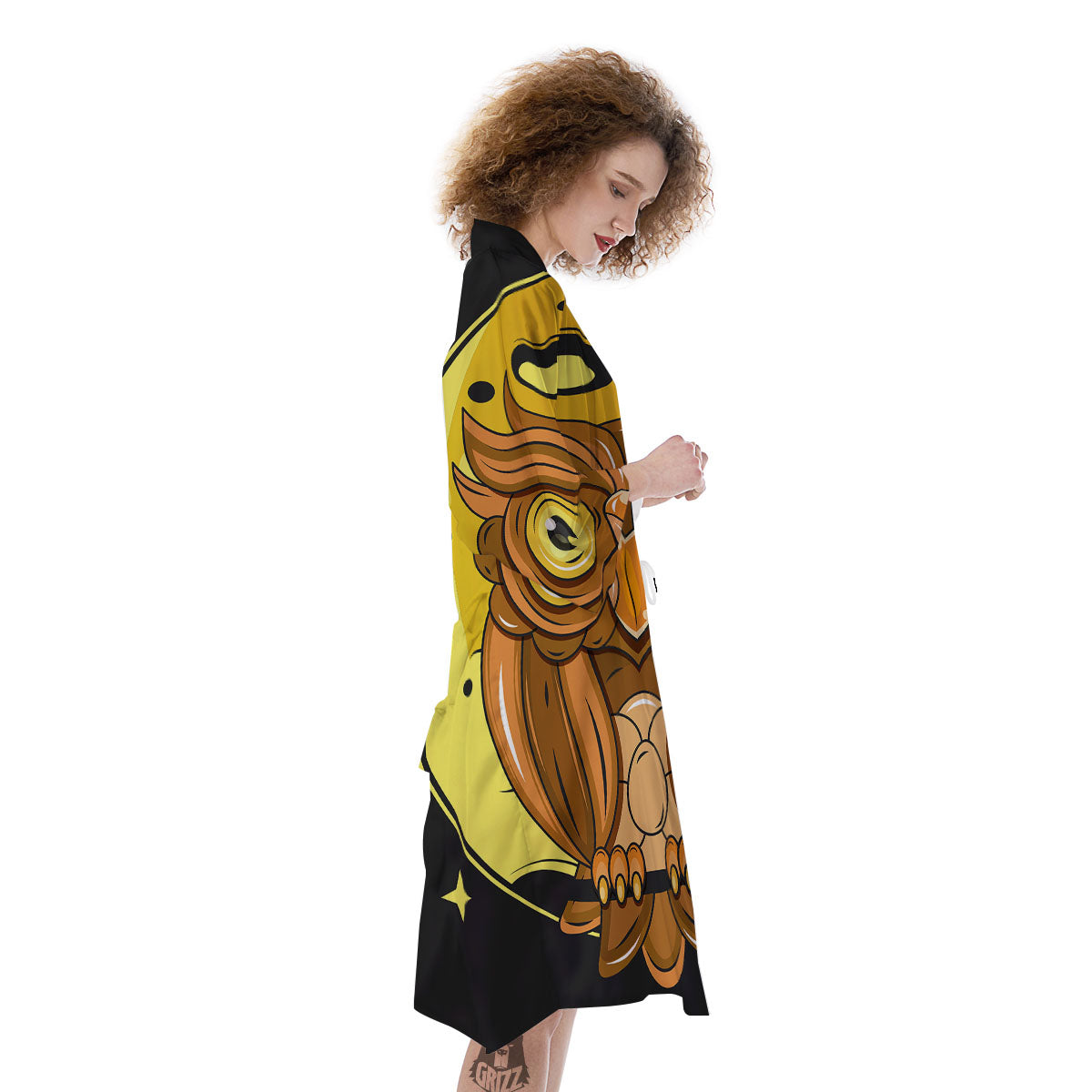 Owl At Night Print Kimono-grizzshop