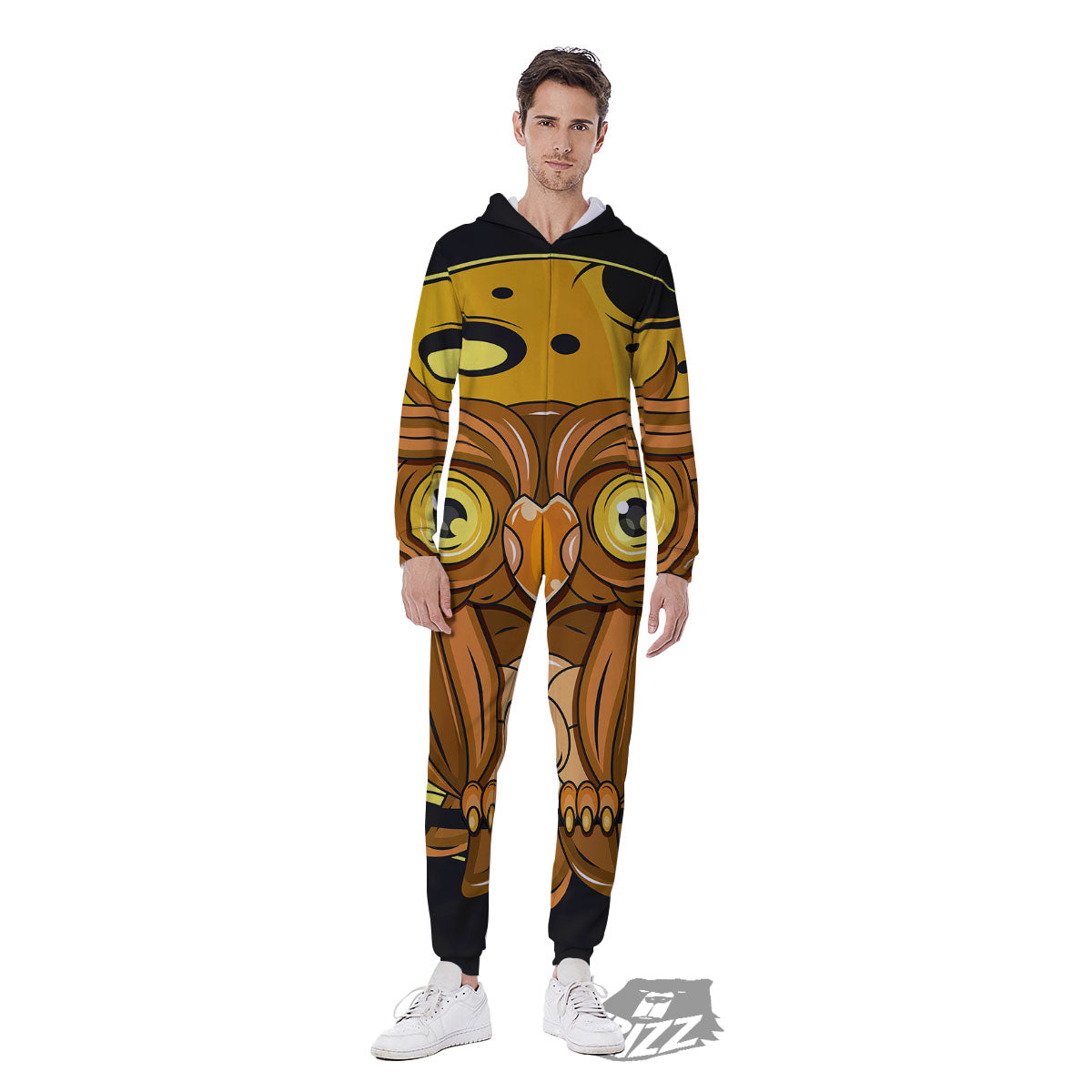 Owl At Night Print Men's Jumpsuit-grizzshop