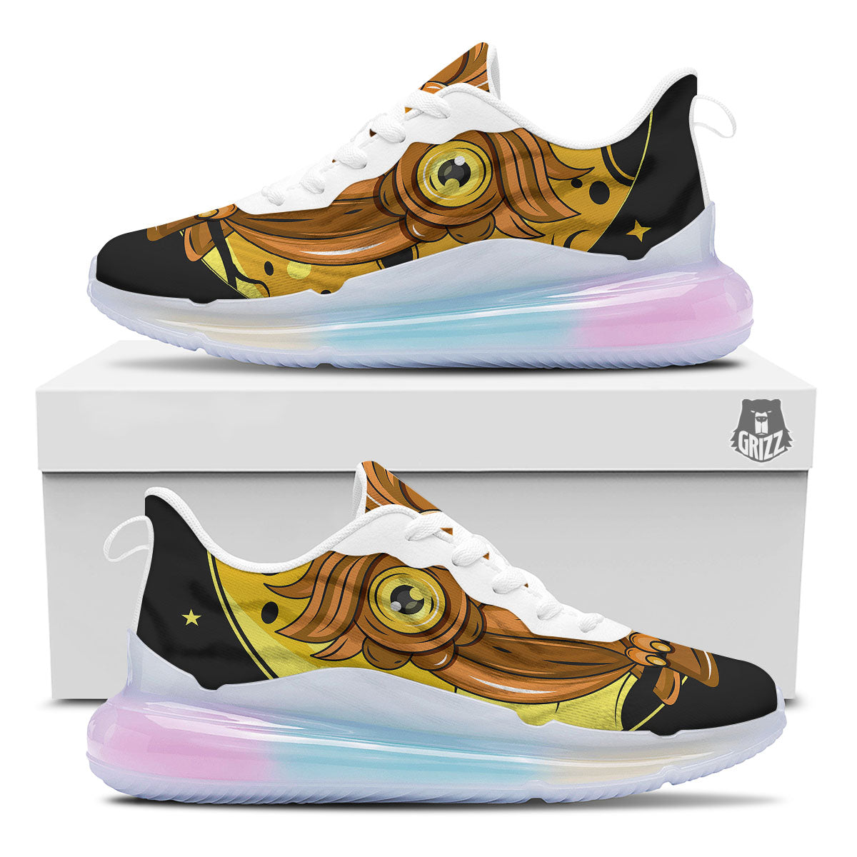 Owl At Night Print Running Sneakers-grizzshop