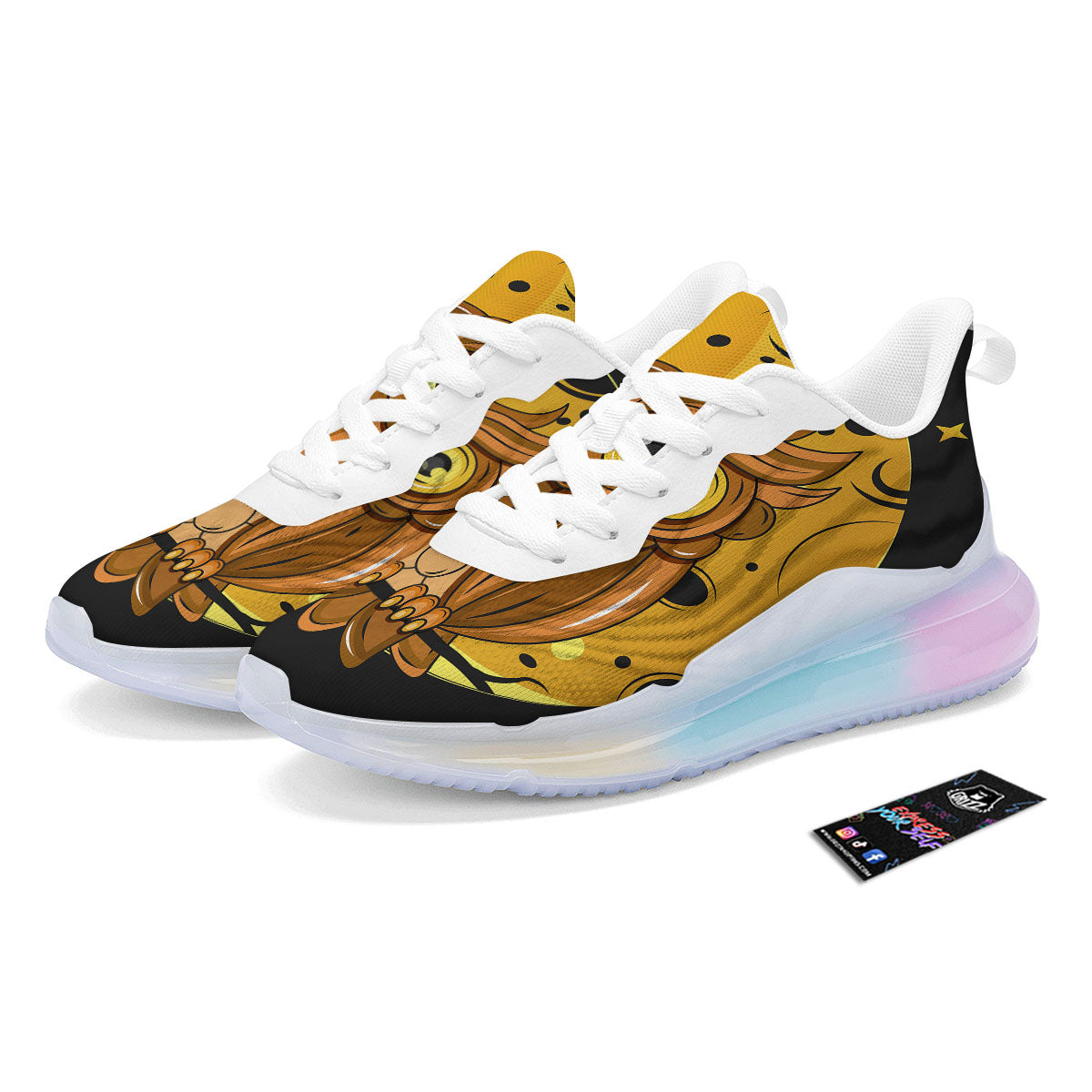 Owl At Night Print Running Sneakers-grizzshop
