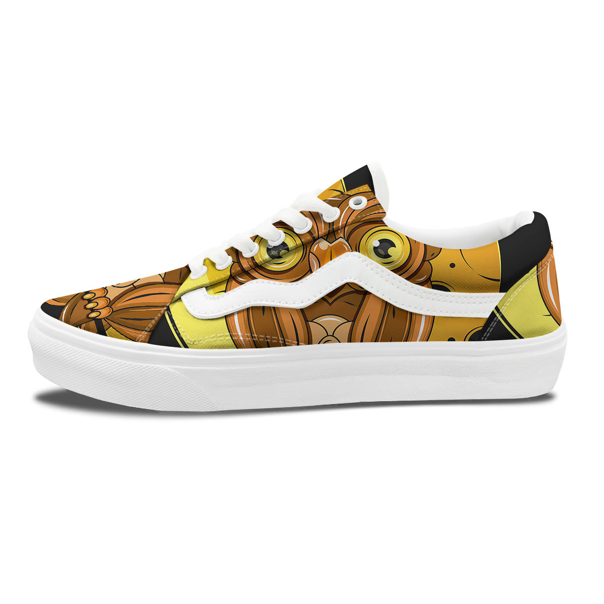 Owl At Night Print Skate Shoes-grizzshop
