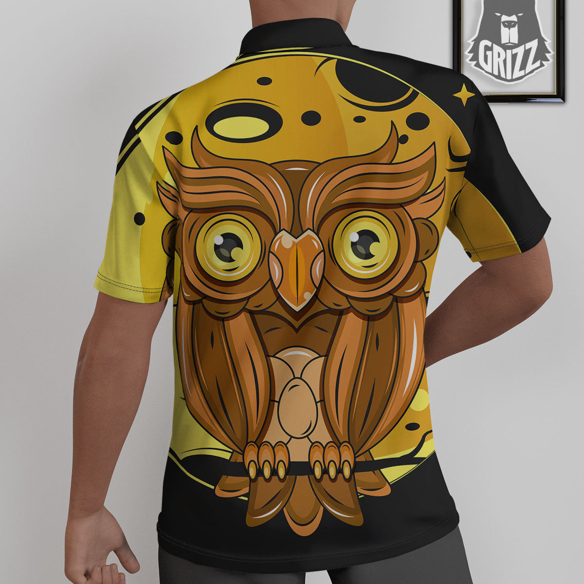 Owl At Night Print Untucked Shirts-grizzshop