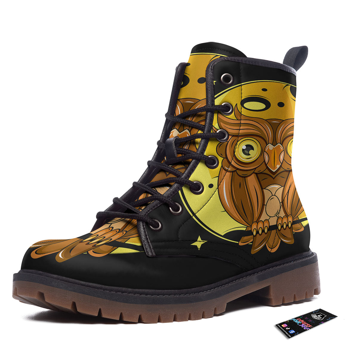 Owl At Night Print Work Boots-grizzshop