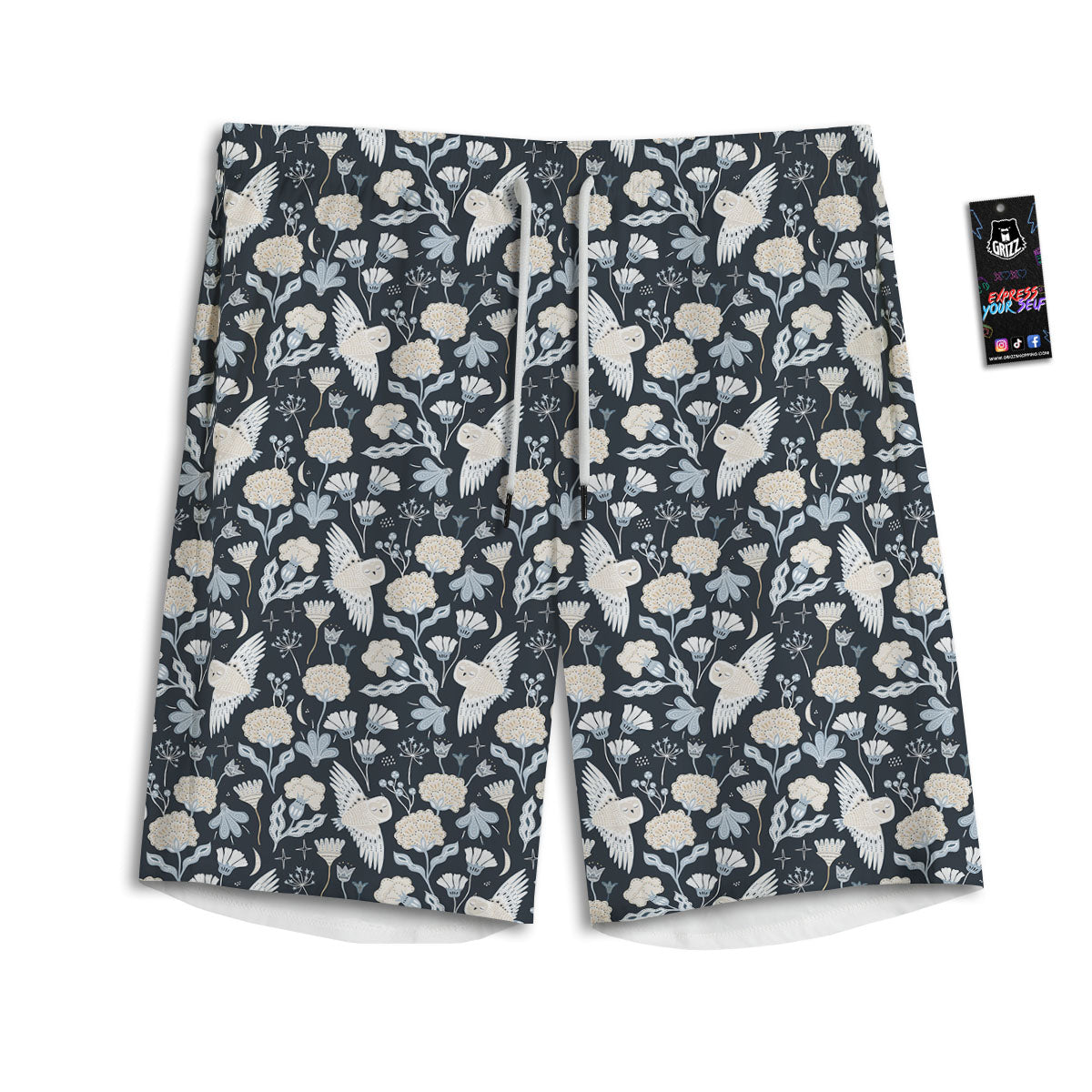 Owl Bohemian Print Pattern Men's Athletic Shorts