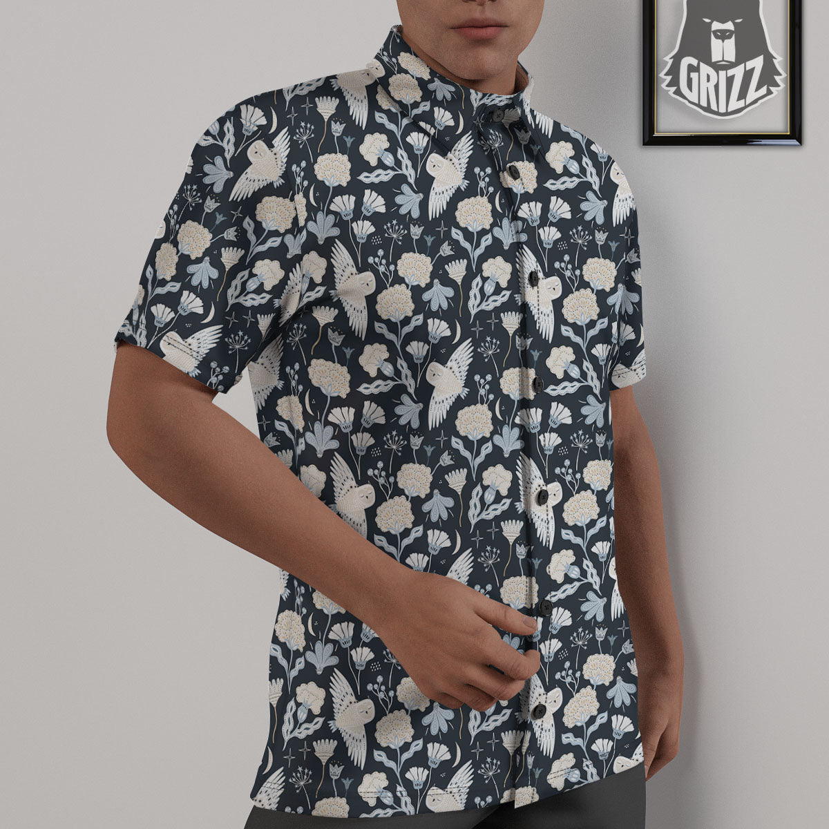 Owl Bohemian Print Pattern Untucked Shirts-grizzshop