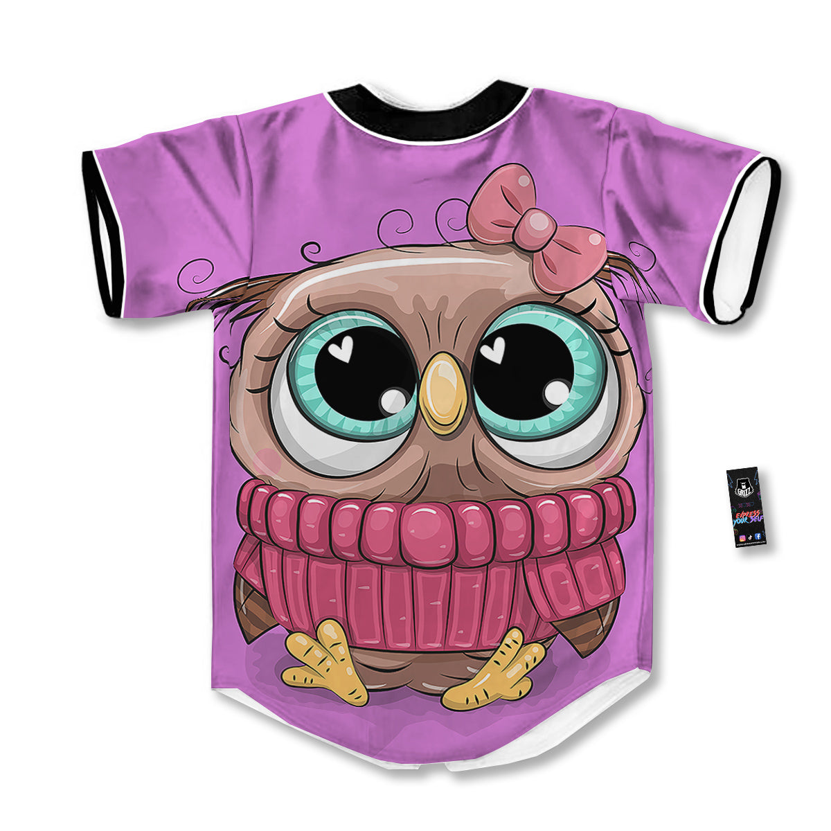 Owl Cute Print Baseball Jersey-grizzshop