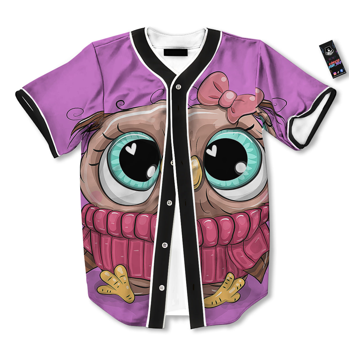 Owl Cute Print Baseball Jersey-grizzshop