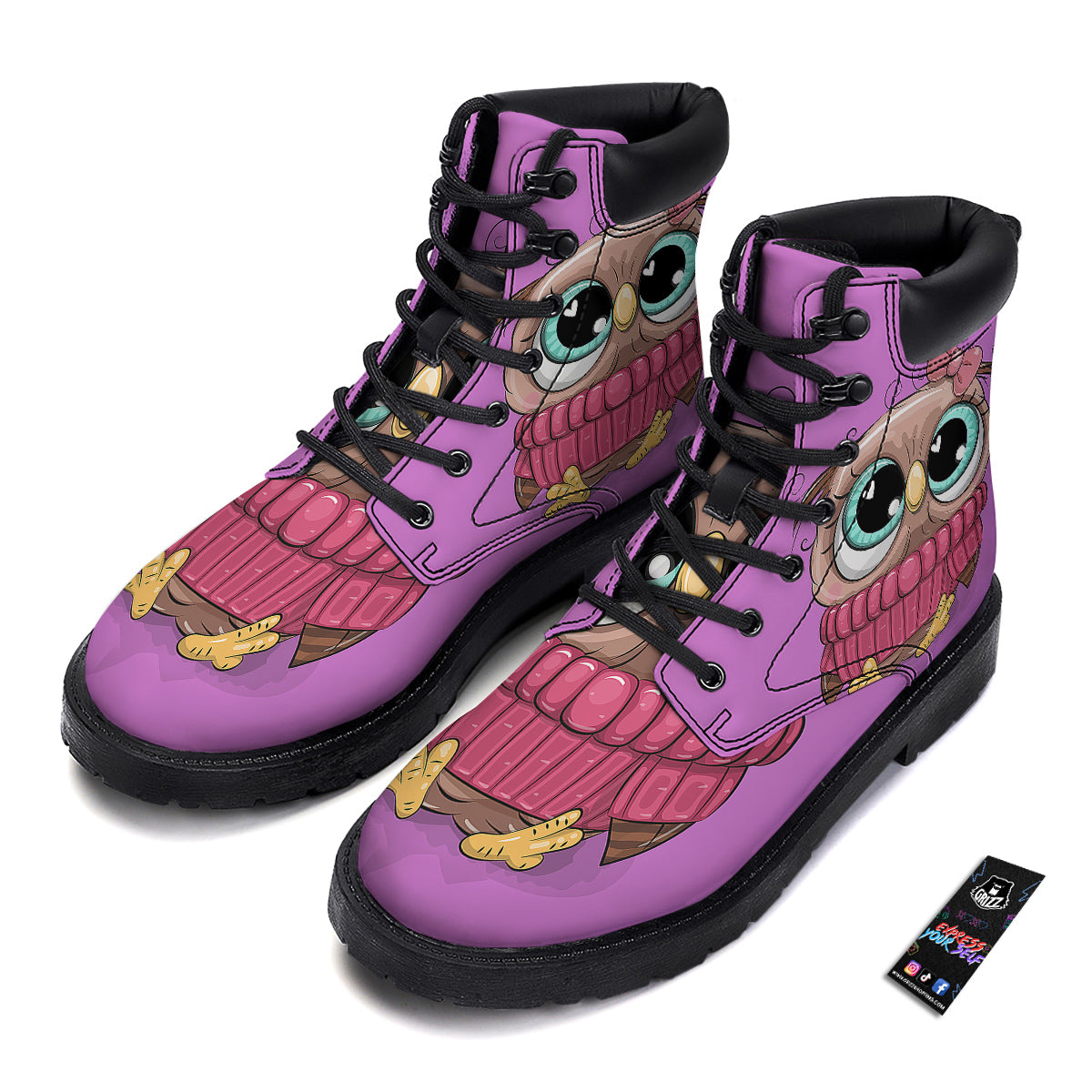 Owl Cute Print Boots-grizzshop