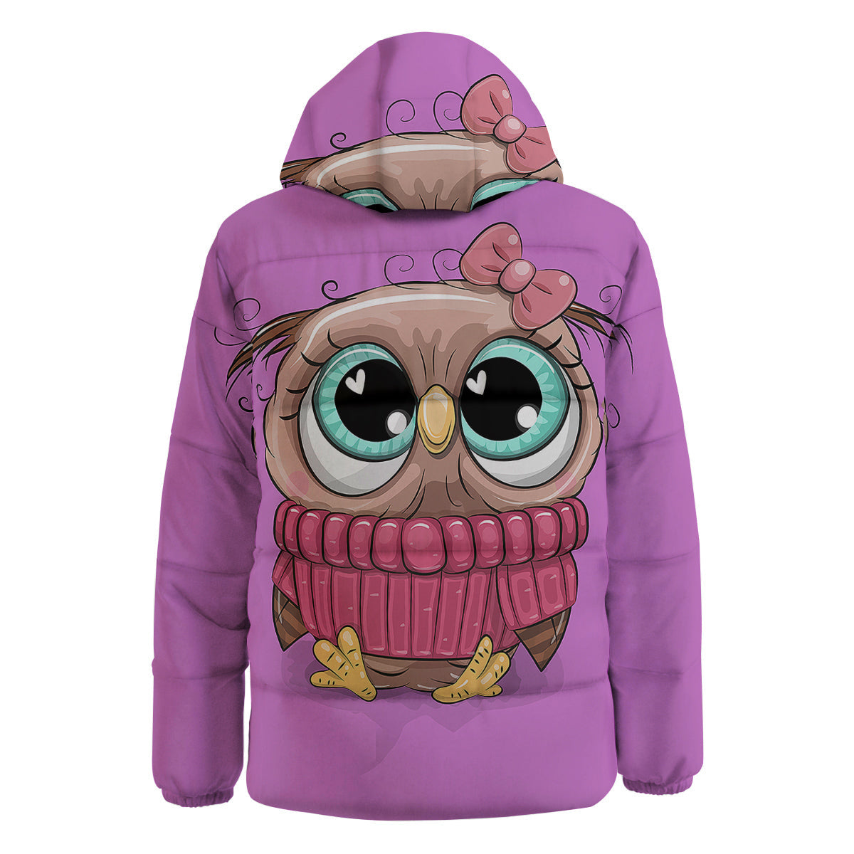 Owl Cute Print Down Jacket-grizzshop
