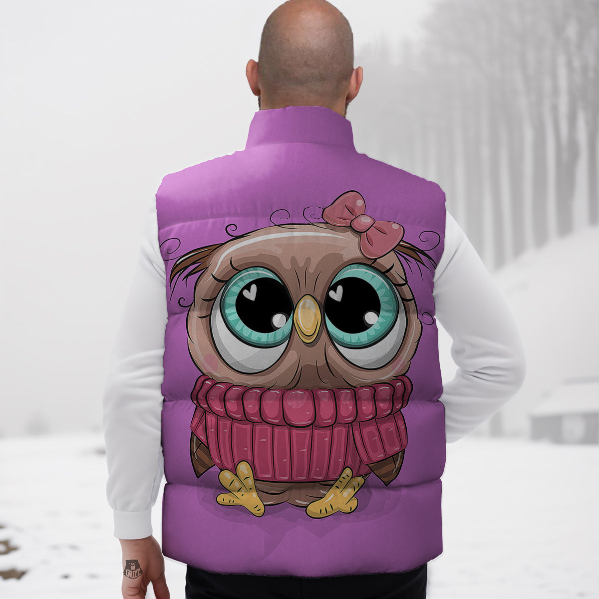 Owl Cute Print Down Vest