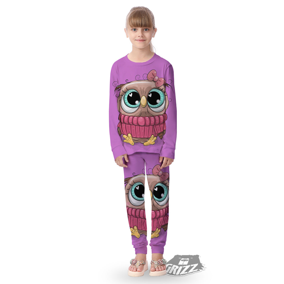 Owl Cute Print Kid's Pajamas-grizzshop
