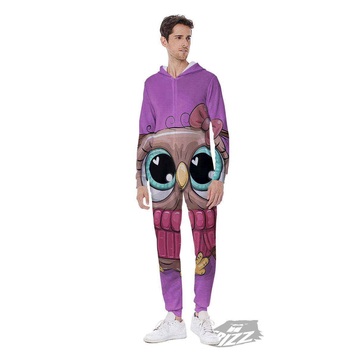 Owl Cute Print Men's Jumpsuit-grizzshop