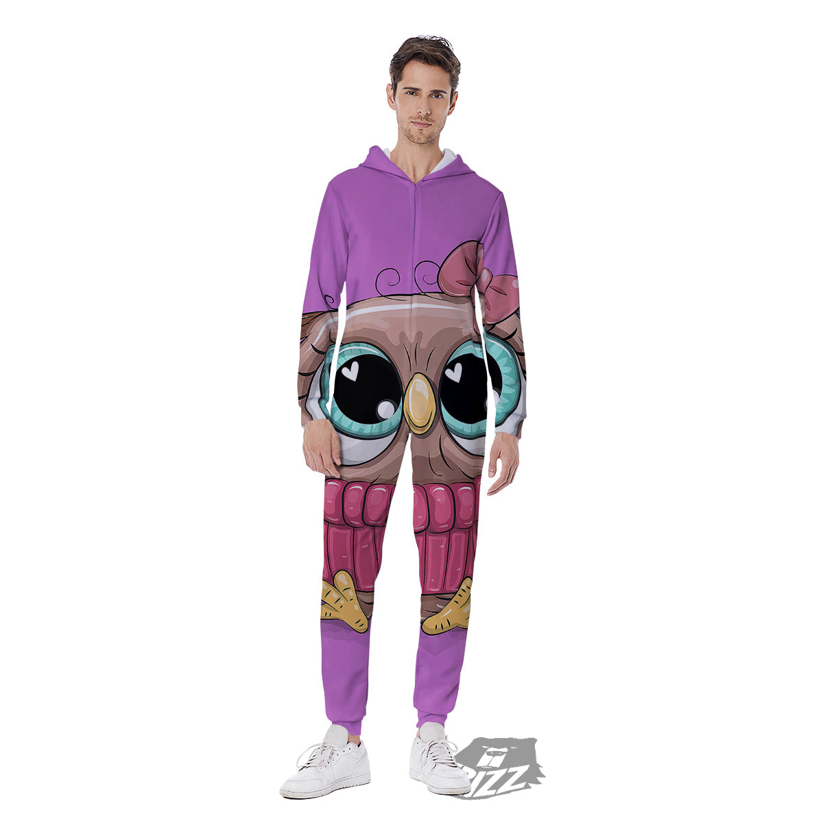 Owl Cute Print Men's Jumpsuit-grizzshop